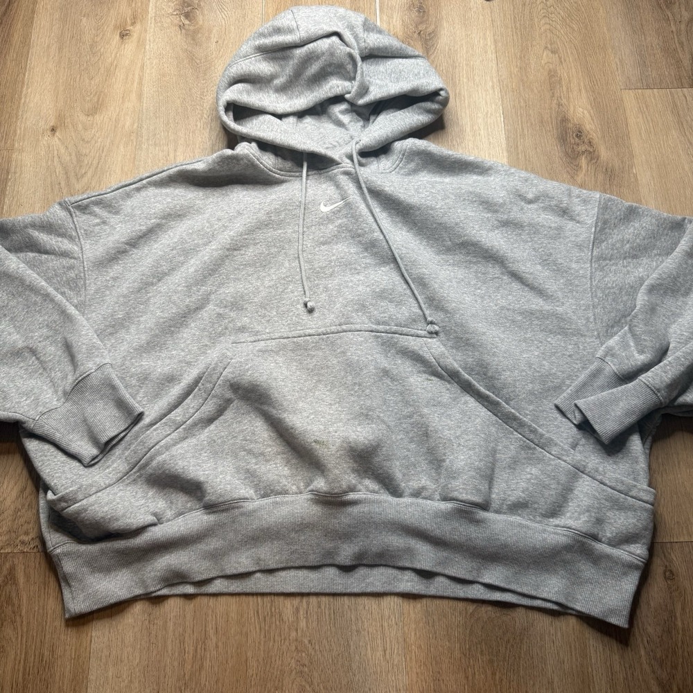 Nike Oversized Hoodie XL Womens Gray Phoenix Fleece Pullover‎ Drop Shoulder Read